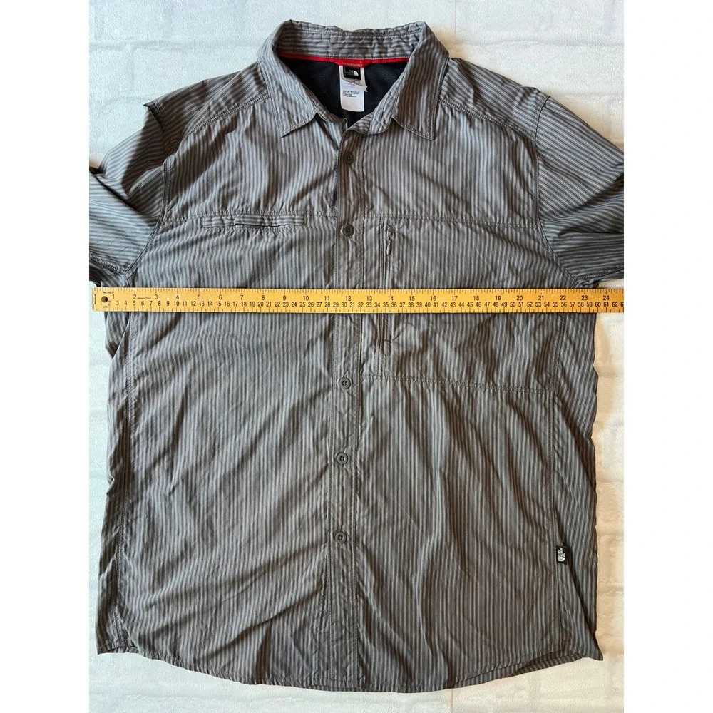 The North Face Mens Large Grey Striped Hiking Shirt Long Sleeve Vented Gorpcore